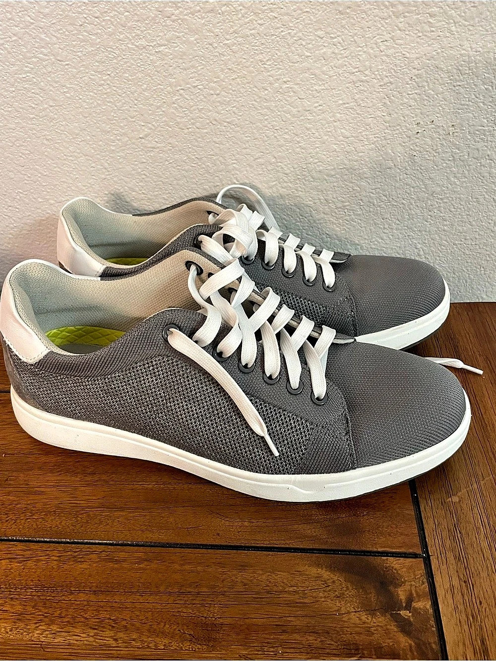 Florsheim Launch Knit Elastic Lace Moc Toe Slip On Sneaker Gray & White US 10.5